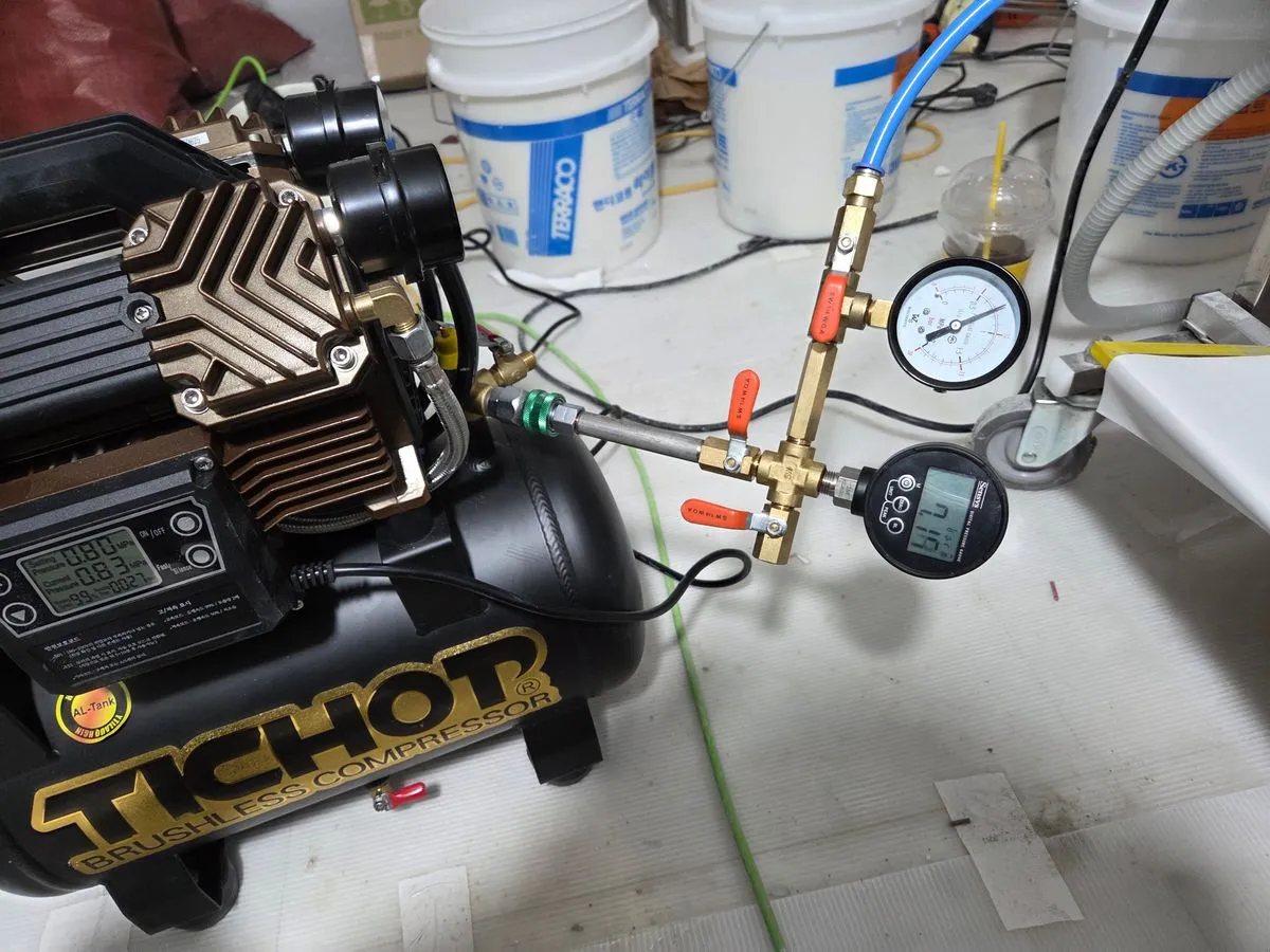 누수로 인한 배관 공압 검사